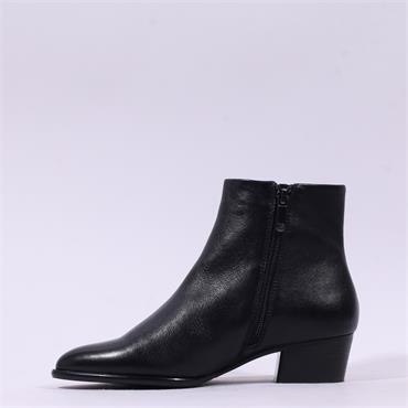 Regarde Le Ciel Lori Low Heel Ankle Boot - Black Leather